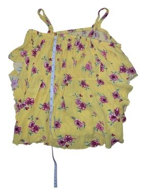 No Boundaries Yellow Floral Ruffle Cami Top